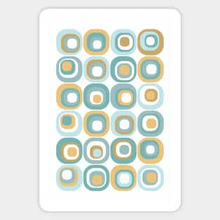 Stacked Squares Mid Century Modern Aqua, Gold Sticker